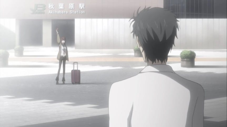 Kurisu and Okarin at Akihabara